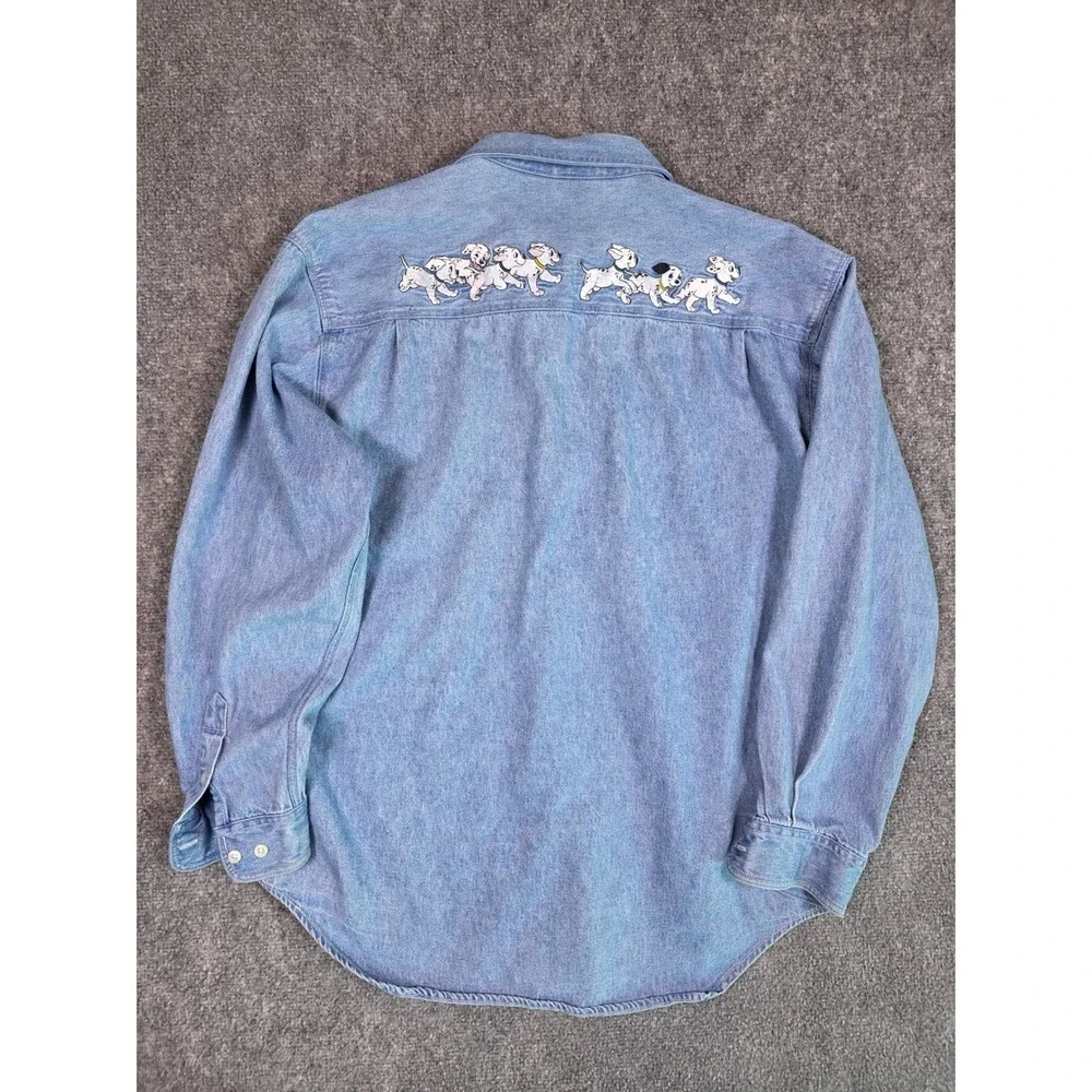 Vintage Disney Catalog 101 Dalmatians Denim Shirt Medium Embroidered - Picture 12 of 13